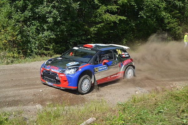 Former Formula One driver Robert Kubica—seen here at the Rally of Finland—won the WRC-2 title, driving a Citroën DS3 RRC.