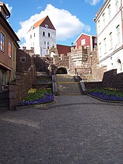 Monks stairs with Heliga Kors kyrka in the background