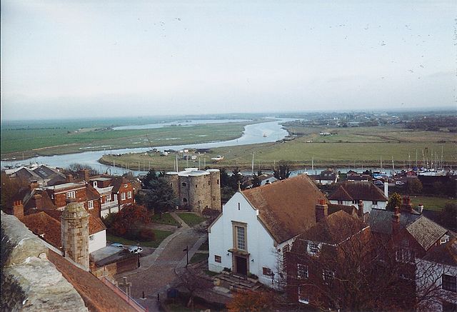 The Ypres tower, Rother, Rye Harbour and marshes seen from the tower of St Mary's Church, Rye