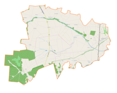 Mapa konturowa gminy Rzeczyca, po lewej znajduje się punkt z opisem „Zawady”