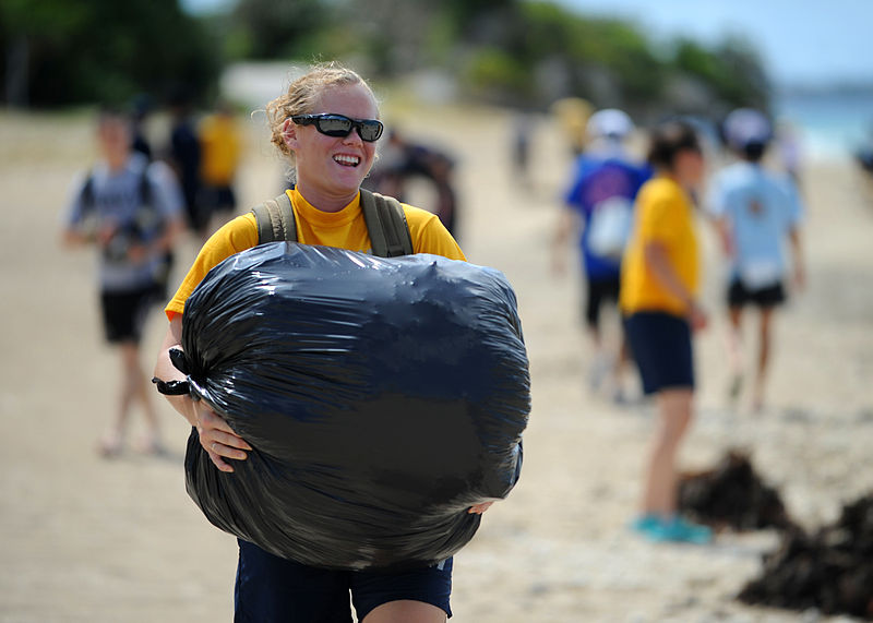 File:Sailors help with beach clean-up in Okinawa, Japan. (9619991057).jpg