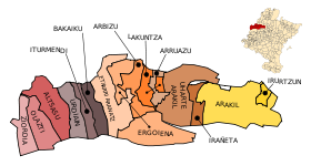Sakanako mapa izenekin eta kokapena Nafarroan.svg