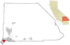 San Bernardino County California Incorporated and Unincorporated areas Ontario Highlighted.svg