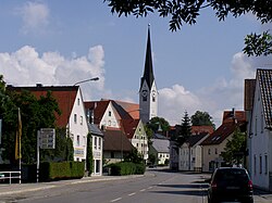 Schwabmünchen - MIndelheimer Str, Pfarrkirche v SW.JPG