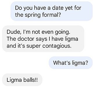 <span class="mw-page-title-main">Ligma joke</span> Internet meme and joke