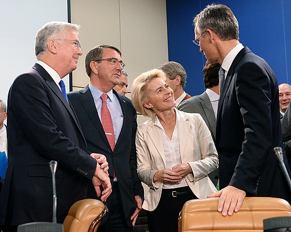 Secretary General Jens Stoltenberg, German Defence Minister Ursula von der Leyen, US Defense Secretary Ash Carter and UK Defence Secretary Michael Fal