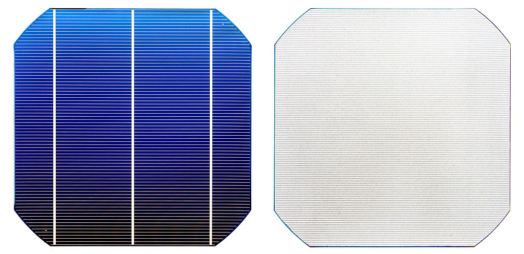 Silicon solar cell (PERC) front and back