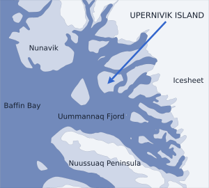 Location of Upernivik in the Uummannaq Fjord