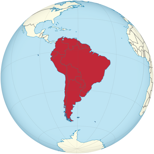 Mexico on the globe (Americas centered)