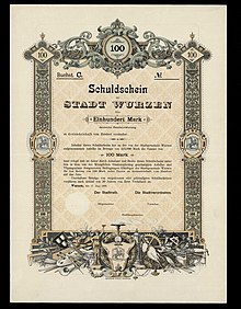 Schuldschein über 100 Mark der Stadt Wurzen vom 17. Juni 1898