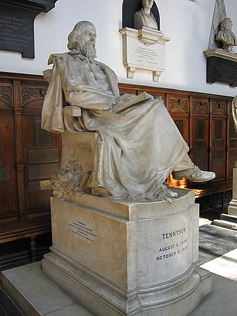Statue of Lord Tennyson in the chapel of Trinity College, Cambridge