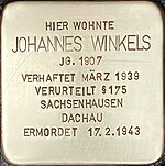 Stolperstein für Johannes Winkels