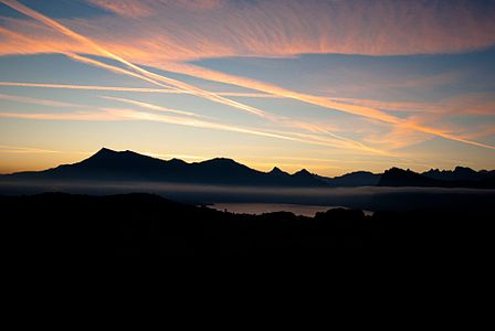 Sunrise at lake Lucerne - Viewed from Pilatus