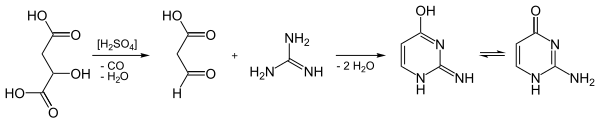 Synthesis of isocytosine from malic acid via 3-oxopropanoic acid