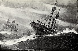 Image d'un bateau-phare dans une tempête en 1912.