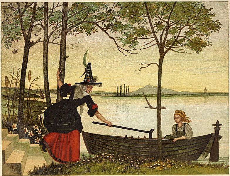 File:The Witch in the Cherry Garden drawing in Gerda's boat with her crutch.jpg