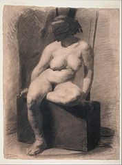 Study of a Seated Nude Woman Wearing a Mask