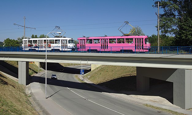 A tram consisting of two carriages