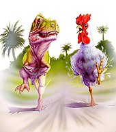 Иллюстрация Луиса Рея, сравнивающая массу ног тираннозавра и петуха