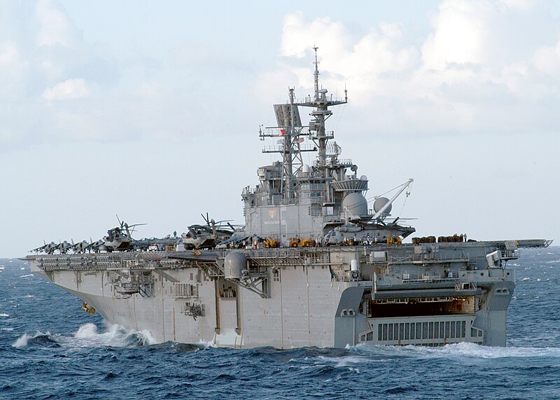 File:US Navy 030131-N-1512S-020 The amphibious assault ship Bataan steams through the Mediterranean Sea as one of seven ships attached to Amphibious Task Force-East.jpg