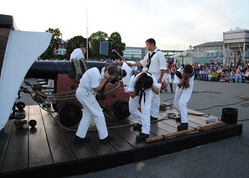 File:US Navy 100702-N-7642M-403 Sailors assigned to USS Constitution perform a gun drill in the Sunset Parade at the Charlestown Navy Yard.jpg