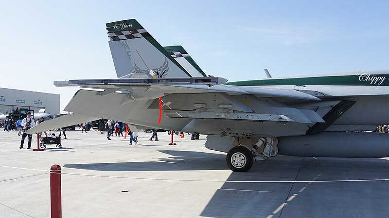 File:US Navy FA-18E Super Hornet (NF400, No.166901) of VFA-195 CAG bird rear body right side view static display at NCAS Iwakuni Base May 5, 2016.jpg