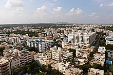 Middle class apartments in Uppal Kalan--a rural-urban fringe of Hyderabad city Uppal aerial view.jpg