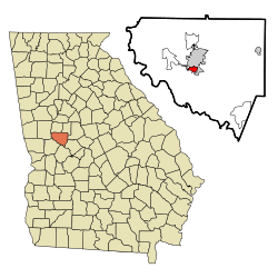 Location in Upson County and the state of Georgia