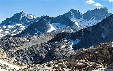 from Mono Pass (spire on left)