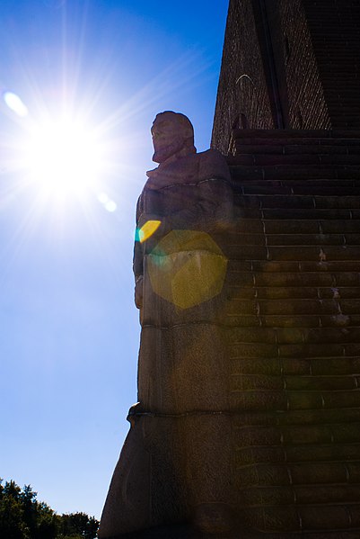 File:Voortrekker Monument Outside Statue with Sun.jpg
