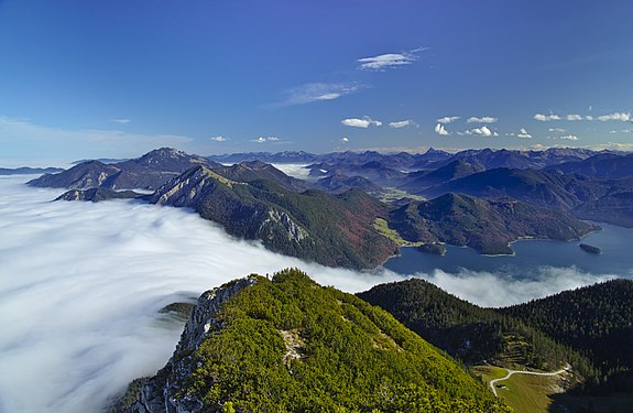 LANDSCAPE: Flowing fog over the Kesselberg pass at Walchensee conservation area. Photograph: Jan Czeczotka