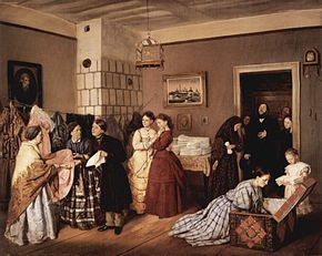 The Dowry by 19th-century Russian painter, Vasili Pukirev. Dowry was a common practice in Russia through the 19th century. Wassilij Wladimirowitsch Pukirew 001.jpg