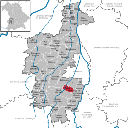 Läget för Wehringen i Landkreis Augsburg