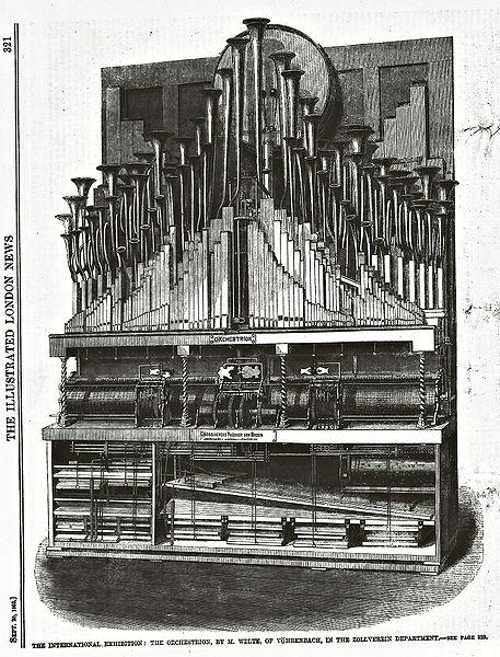 Illustrated London News, Sept. 20, 1862: the Orchestrion by M. Welte, of Vöhrenbach, in the Zollverein Département.
