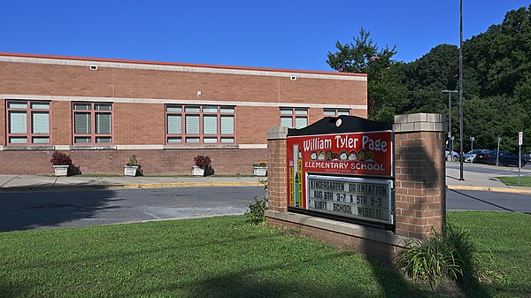 William Tyler Page Elementary School sign, Silver Spring, MD