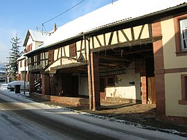 The timber-framed barn in Weinbourg