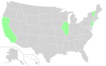 Map showing states which have called for an Article V convention as advocated by Wolf PAC. Wolf PAC progress by state.svg