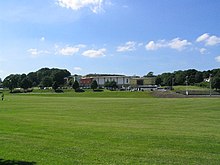 The gymnasium viewed from the playing fields Woodhouse Grove.jpg