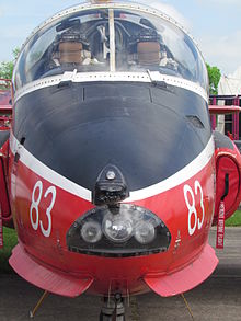 Head-on view of a BAC Jet Provost T.5 XW420 (8999744158).jpg