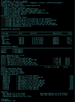 在Fedora16上執行Yum更新螢幕截圖