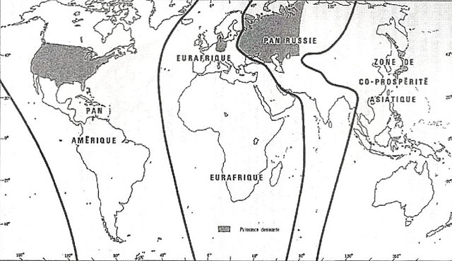 Division of the world according to Haushofer's Pan-Regions Doctrine
