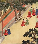 Hombres visten el I-san (曳撒) de la dinastía Ming (1368-1644).