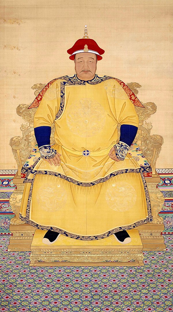 Official portrait of Hong Taiji, the second khan of the Later Jin dynasty and subsequently the founder of the Qing dynasty.