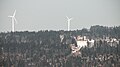 View of the summit with the wind turbines