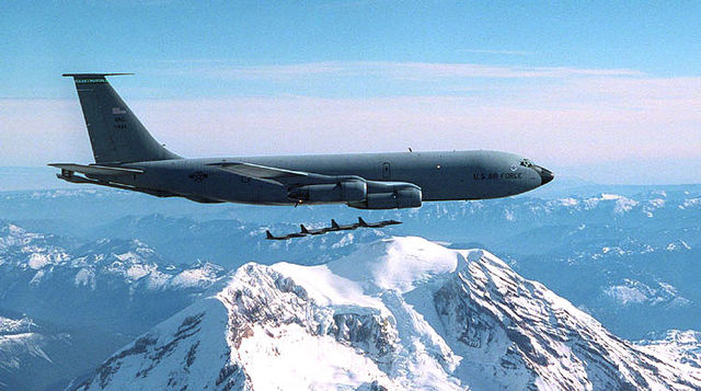 A KC-135 of the 116th Air Refueling Squadron over Mount Rainier. The 116th is the oldest unit in the Washington Air National Guard, having over 90 yea