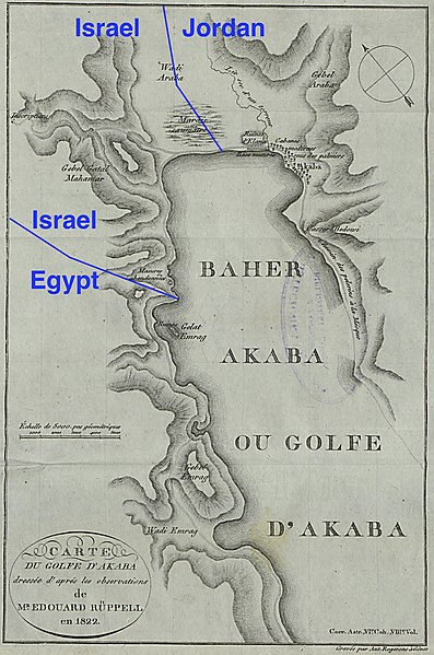 File:1822 Rüppell map of the Gulf of Aqaba with modern borders.jpg