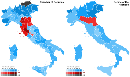 1953 Wybory parlamentarne we Włoszech - Results.svg