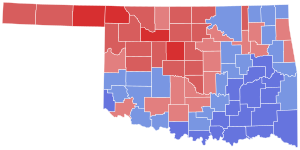1986 Oklahoma'daki Amerika Birleşik Devletleri Senatosu seçimleri, County.svg'ye göre sonuç haritası