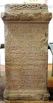 In this inscription from AD 232, Walldurn, Roman Germany, Alexandrian dediticii join two scouts (exploratores) in a dedication to Dea Fortuna after the restoration of the decrepit baths at their military outpost. 200910311224MEZ Saalburg-Museum, CIL XIII 06592, Walldurn.jpg