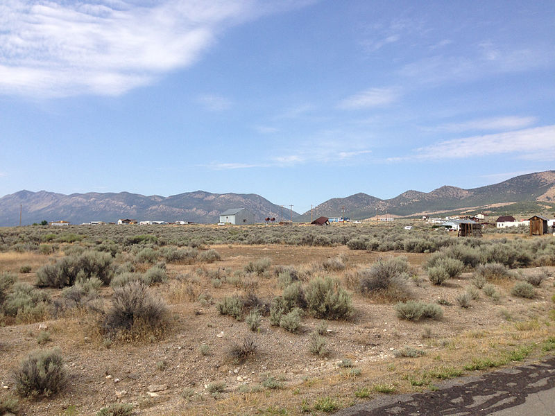 File:2014-08-09 09 27 42 View southwest near the west end of Cherry Creek Road (White Pine County Route 21 and former Nevada State Route 289) in Cherry Creek, Nevada.JPG